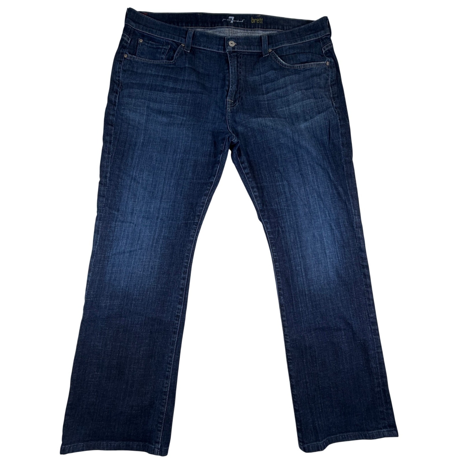 7 For All Mankind Brett Bootcut Jeans Mens 40 X 30 Dark Wash Blue Denim Stretch
